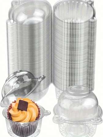 5/20/50pcs Value Pack Clear Plastic Cupcake Boxes With Lids - Perfect For Muffins, Mousse, Sandwiches For Party Use,Birthday Decorations