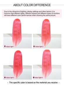real me. Ash Pink Color Long Straight Human Hair Wig 100% Remy Human Hair Easy To Style Suitable For All Hair Types And Daily Wear Handcraft Area 13*4 Inch 150% Density 12-22 Inch - SPink - View 8