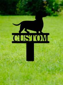 1pc Customizable Dachshund Yard Sign Stake - Decorative Signs & Plaques - Personalized Dog Name Plate, Metal Garden Decor, Unique Gift For Dog Lovers, Outdoor Decoration, Weather-Resistant, Easy Installation - Black - View 5