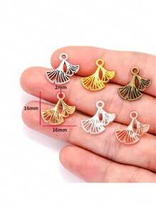 30 件 6 色银杏空心饰品合金耳环手链项链吊坠 DIY 手工礼物珠宝配件制作 16mm*16mm Q392 - 銀杏葉 - 查看 5