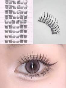 60pcs/Set Glue-Free Korean Style Idol Series False Eyelashes, Natural Cluster Look, Beginners & Slouchy Friendly - C - View 6