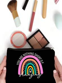 1pc Teacher Gifts, To Best Teacher Ever Letter Print Makeup Bag, Gift Bag Zipper Bag For Travel, Lightweight Storage Bag, Coin Purse, Zipper Clutch Pouch, Pouch Bags Cosmetics Bag Makeup Storage Bag Beauty Bag Makeup Bag