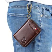 Top Grain Leather Keychain, Waist-Hung Access Card & Anti-Theft Real Leather Key Holder, 2-In-1 Coin Purse, Multi-Card Slots Short Wallet, Suitable As Gifts For Valentine's Day, Father's Day, Teachers' Day, Back To School, Graduation, And Christmas