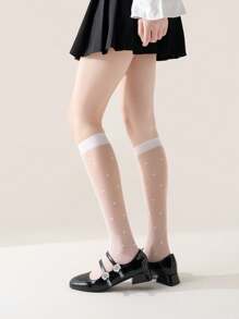 1/3pairs Of Ultra Thin Women's Stockings, Heart-Shaped Pattern Women's Calf Socks, Long Tube Socks, Knee High Socks, Y2k, Cozy - Multicolor - View 4