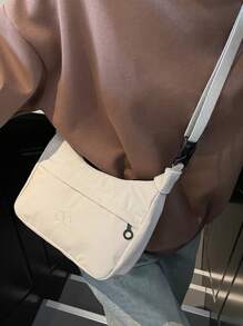 Geantă de umăr din nailon, minimalistă japoneză, geantă pătrată mică pentru navetă, geantă pentru studenți ușoară și versatilă