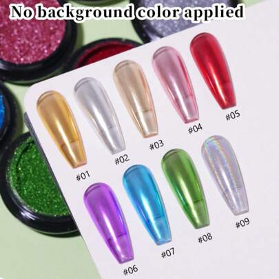 镜面粉 - 激光全息香槟金、奢华金、超光泽金属美甲粉