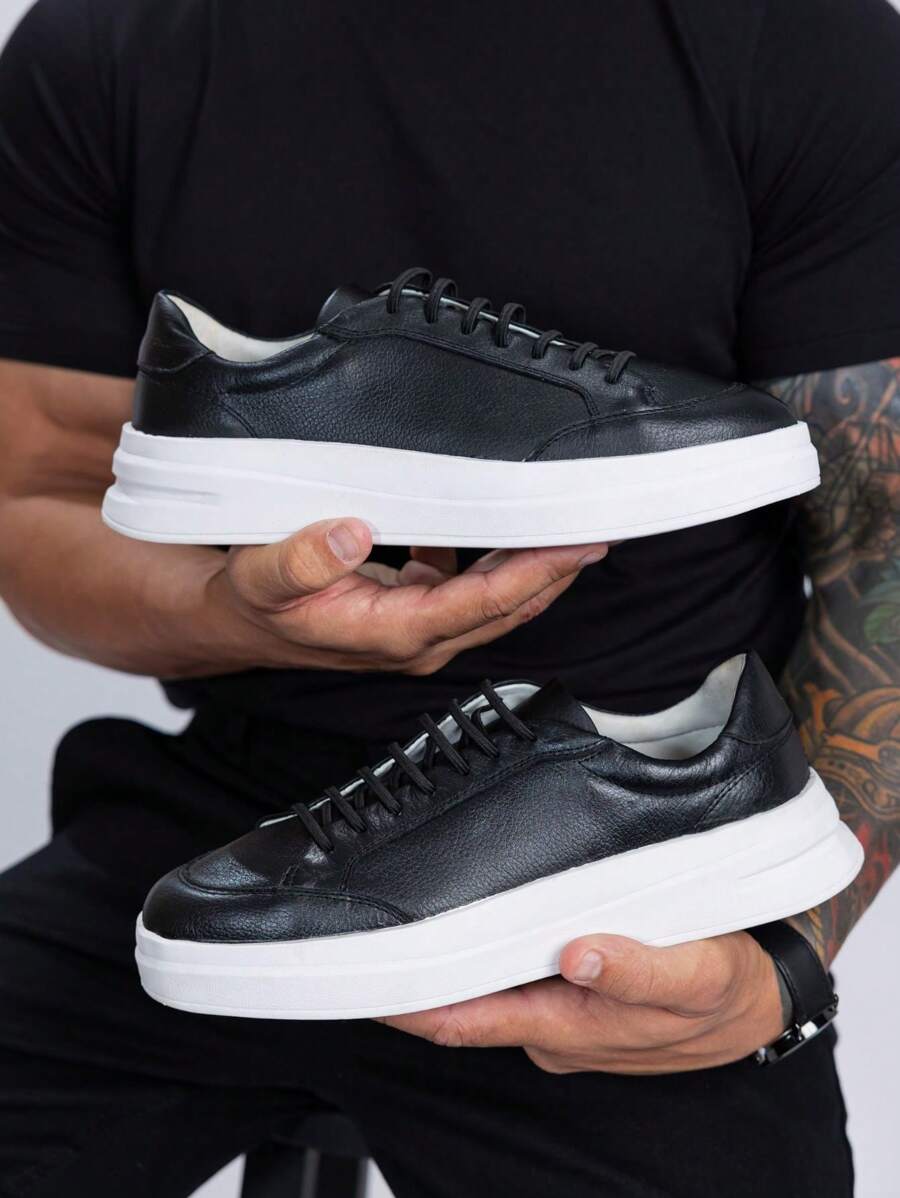 Mateo Floater Leather Casual Sneakers – Comfort And Style For Everyday Church Party Graduation Work - 黑色 - 查看 1