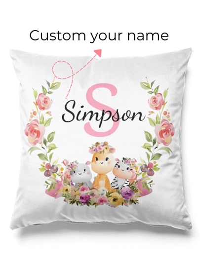 1pc Personalized Customized Name Pillow Case, Fashion Floral/Animal Single-Sided Printed Home Bedroom Cushion Cover, Gift For Family, Friends, Girlfriends Birthday, Memorial