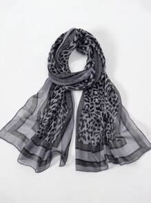 1 Stück Damen Boho eleganter Lässig Leopardenmuster Chiffon Schal, kleiner langer Schal, leicht und praktisch zu tragen, geeignet für den täglichen Gebrauch, Festival Geschenk für Kleider