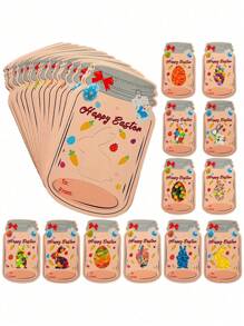 24 件复活节快乐兔子和鸡蛋贺卡套装，漂流瓶设计，适合课堂交换和节日主题派对礼物 - 适合生日、春季复活节派对装饰（不含糖果）