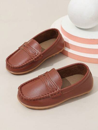 Kids' Leather Loafers, School Style Campus Boat Shoes, Formal Performance Shoes, Wedding Party Pageboy Dress Shoes, Slightly Small Size