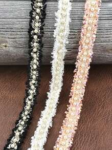 (1 Yard/Roll) 2cm Wide Lace Ribbon Pearl Lace DIY Clothing Decoration Sewing Accessories