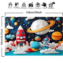1 Piece Vibrant Space Adventure Background With Astronauts And Rockets - Wall Decor For Photo Booths, Birthdays, Anniversaries, Holiday Parties - Easy To Hang, Perfect For Indoor And Outdoor Use, Space Room Decor