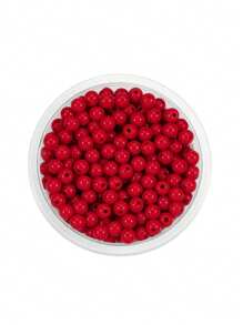 100pcs/200pcspack 8mm/6mm Solid Black And Red Acrylic Round Beads, Used For DIY Phone Chain Bags, Bracelets, Anklets, Beads, And Accessories - Red - View 6