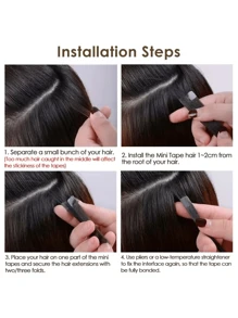 10pcs/Pack Mini Tape-In Hair Extensions, Real Human Hair, Highlighted Blonde, Invisible Skin Weft, Non-Remy, Tape-In Hair Extensions - S1B - View 6