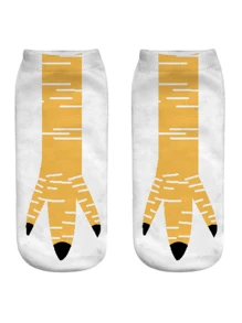 3D Digital Print Chicken Claw Socks Animalistic Paw Shaped Short Socks, No Show Socks, & Unique Design - Multicolor - View 4