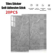 20PCS Self-Adhesive Black Marble PVC Cladding Wall Panels For Kitchen Bathroom Carnival Home Sticker - Gris - Ver 2