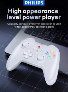 PHILIPS 飞利浦 DLK5010 蓝牙游戏控制器，无线带霍尔效应触发器，机械按钮兼容 Switch、PC、手机、电视、蓝牙、Steam、NS，多振动游戏模式，支持有线/无线，6 轴陀螺仪，双霍尔操纵杆，Turbo 功能 - 彩色 - 查看 8