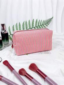 1pc Personalized Embroidered Tulle Striped Makeup Bag With Name/Initial, Waterproof Travel Cosmetic Pouch, Cute Zipper Storage Bag, Gifts For Couples, Daughter, Mom, Best Friend, Couple - Multicolor - View 15