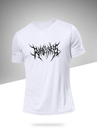 男士轻便运动 T 恤，时尚健身服，休闲 3D 数码印花图案，适合跑步、户外、游泳、骑自行车