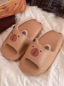 Zapatillas suaves con lindos capibares para mujer, sandalias para interiores antideslizantes para el hogar en verano