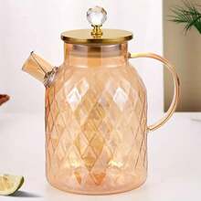 1pc New High Borosilicate Amber Glass Pitcher With Handle, Large Capacity Cold Water Jug, Home Use - Transparent - View 4