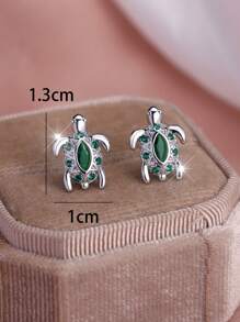 Vanel 2pcs/Set Classic Beach Style Sea Turtle Design Earrings, Fashion Earrings For Women, Suitable For Women Beach Party Decoration And Wear - Earrings - View 4