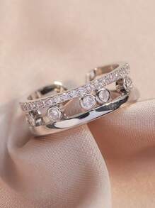 rakol 1pc Elegant Sparkling Cubic Zirconia Women Open Ring