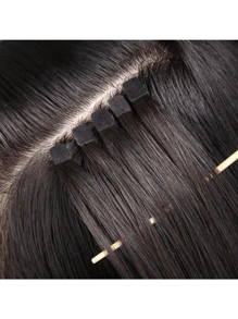 10pcs/Pack Mini Tape-In Hair Extensions, Real Human Hair, Highlighted Blonde, Invisible Skin Weft, Non-Remy, Tape-In Hair Extensions - S4 - View 6