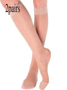1/2/4 Pairs Ultra Thin Women Pantyhose, Solid Color Knee-High Socks, Sheer Leg Stockings