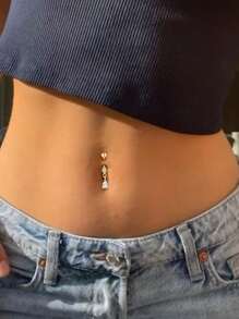 Joyería de piercing de ombligo de plata de ley 925 con gota de agua, aro de ombligo, pendiente de ombligo - soltero - Ver 2