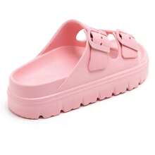 Slide Sandals With Double Buckle Straps And Chunky Sole
