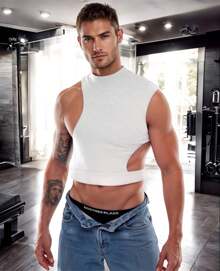 Men's Asymmetrical Sleeveless Crop Top – Sexy And Modern Style