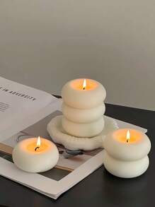 3Pcs Handmade Donut Candle, Holiday Decor, Creative Handicraft Gift, Aromatherapy Candle Ornament, Birthday Present, Cute Decoration, Photography Prop, Valentine's Day Gift, Mother's Day Gift, Creative Ornament, Shaped Candle, Home Decor, Dining Table Decor, Christmas Decoration Gifts Graduation