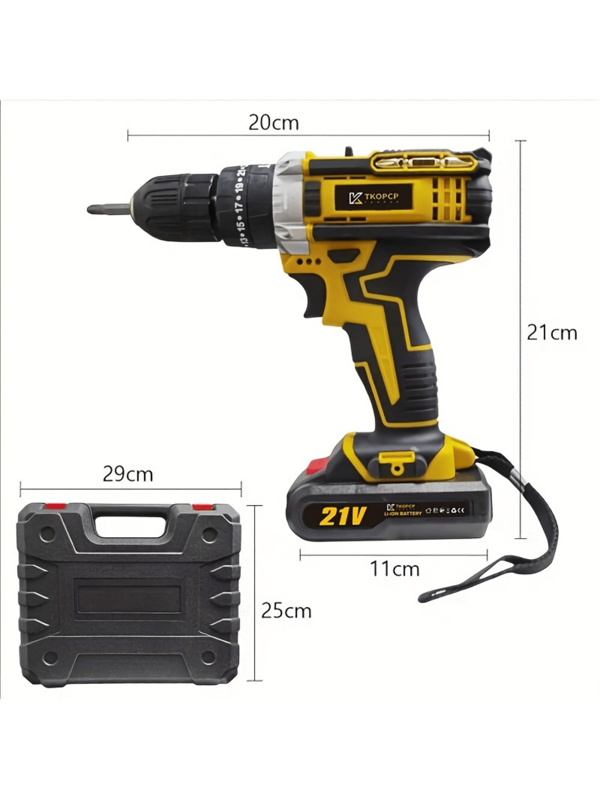 Perceuse électrique rechargeable multifonction 21V - Kit d'outils pour la fabrication de bijoux et de chaînes de perles avec batterie lithium, foret à percussion et fonction de tournevis électrique - Idéal pour le DIY et les projets à la maison, cadeau de la Saint-Valentin pour les hommes