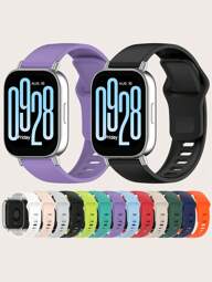 1 pieza Correa de reloj de silicona de liberación rápida de color liso con remache Clasp, compatible con Redmi Watch 5 Active