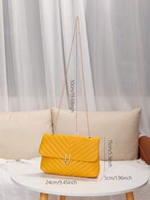 1pc Fashionable & Versatile Embroidered Lock Chain Crossbody Bag, Ideal Holiday Gift, Fashionable Butter Yellow Bag For Women