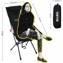 BASK Daydream Lightweight Portable High-Back Camping Chair. Comfortable Headrest. XL Size Widened And Enlarged.150kg Capacity. Ideal For Camping Hiking Beach Sports Parties Fishing - black1 - View 3