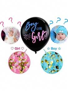 Palloncino nero da 36 pollici con cerchio perfetto per la rivelazione del sesso, decorazione per feste per bambini e bambine "boy or girl"