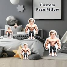 Cojín personalizado con retrato de hombre musculoso, cojín personalizado "Tipo fortachón" de bricolaje, regalo único para él, novio, entusiasta del fitness, apto para aniversario, Día de San Valentín, cumpleaños, cojín decorativo para el gimnasio, sofá, cama, coche, dormitorio, sala de estar