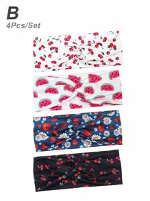 1 Stück/4 Stücke Damen Stirnband für Alltag & Outdoor Sport, Obst Motiv: Zitrone, Wassermelone, Kirsche, bunte Haarzubehör