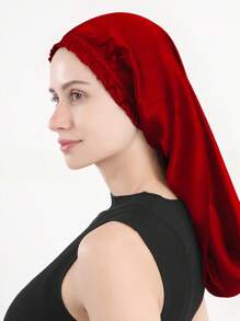 1 件装女士简约透气 100% 桑蚕丝夜间睡眠帽，长管发帽