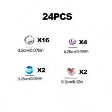 24pcs/Set Cute Star Teeth Jewelry Set, Fashion Heart Shaped Rhinestone Teeth Jewelry Set, Fashion Rhinestone Teeth Jewelry Kit (Excluding Glue) - 24PCS Pink - View 6