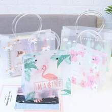 1/4pcs Transparent Pink Sakura Gift Bag With Handle Plastic PVC Gift Bags Suitable For Wedding Bridesmaids, Birthday, Baby Shower, Party Favors, Mother's Day, Spring/Summer (Large Size) - Random Color/Style, For Mother's Day , Bridesmaid Gifts , Gratuation Gifts , Birthday Gifts,Wedding Gifts,Birthday,Bride,Wedding