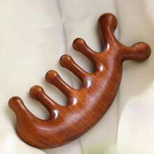 2pcs Sandalwood Massage Comb, Enhance Scalp Health Gua Sha Tool, Meridian Massage Comb With 5 Teeth, No Handle, Traditional Chinese Acupuncture Head Brush To Improve Blood Circulation