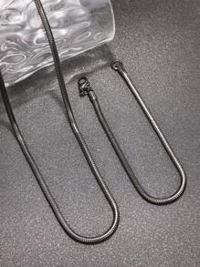 2pcs Stainless Steel Bracelet And Necklace Set - Black - View 1