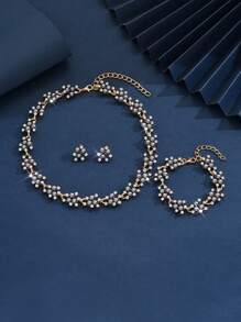 4pcs Women Wedding Party Pearl Jewelry Set