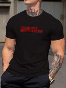 Hombres Camiseta con estampado de letra 220g