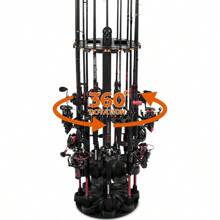 Soporte para varillas de pesca KastKing V16 con base giratoria - Soporte para varillas de pesca que sostiene hasta 16 varillas o combos de pesca, de construcción ligera y duradera en ABS, soporte para varillas de pesca ahorra espacio para el garaje - Estándar 1 - Ver 2