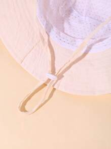 2pcs Kids Solid Color Drawstring Bucket Hats, Adjustable Size Outdoor Sun Ion Casual Hats Suitable For Boys And Girls, Spring Autumn Travel Beach Vacation - Beige + White 2 Combinations - View 6